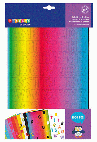 Buchstaben und Zahlen bunt ausgestanzt